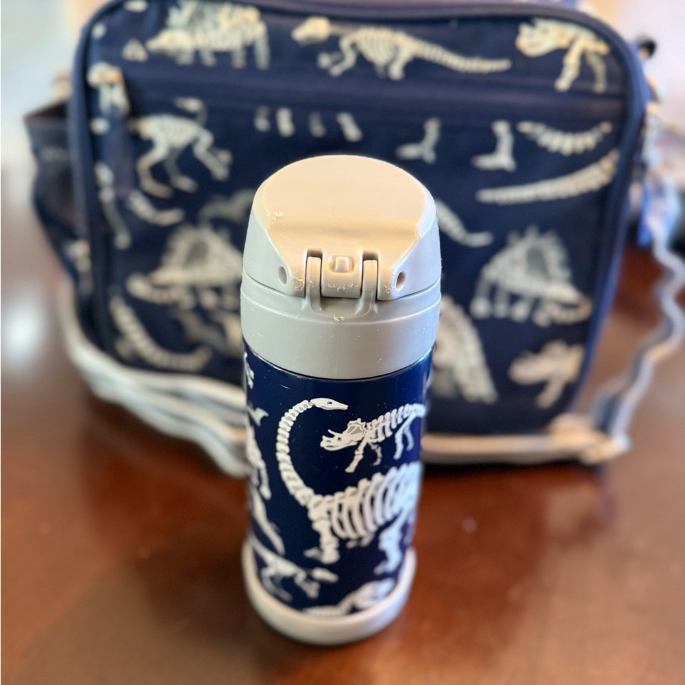 Pottery Barn Kids - Mackenzie Dinosaur Lunch Bag and Water Bottle - Navy & White